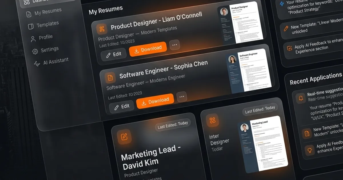 ResumeCraft AI resume builder dashboard with ATS-friendly resume editor